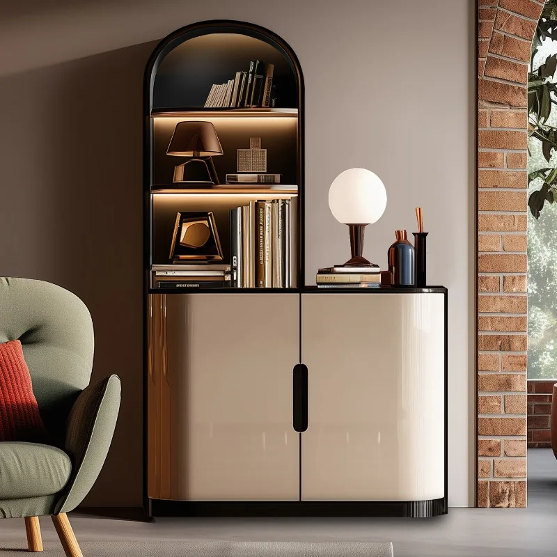 Home dining side cabinet light luxury high-end 2025 modern oriental screen partition cabinet split against the wall foyer cabine
