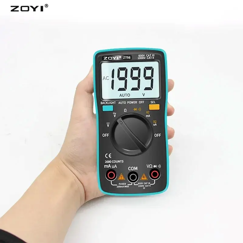 ZOYI Digital Multimeter ZT-98 Auto Range AC and DC Voltage Current Resistance On-off Buzzer Backlit Electrical Instrument Tester