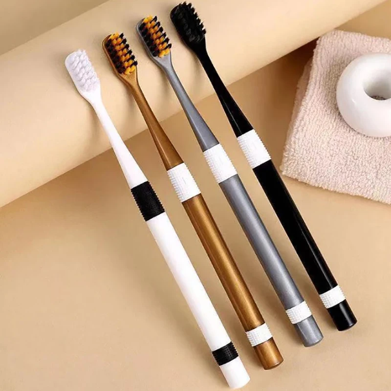 2Pcs Bamboo Charcoal Toothbrushes Ultra-Fine Soft Bristle Cleaning, Family Outfit Couple Adult Fine Bristle Toothbrush Set