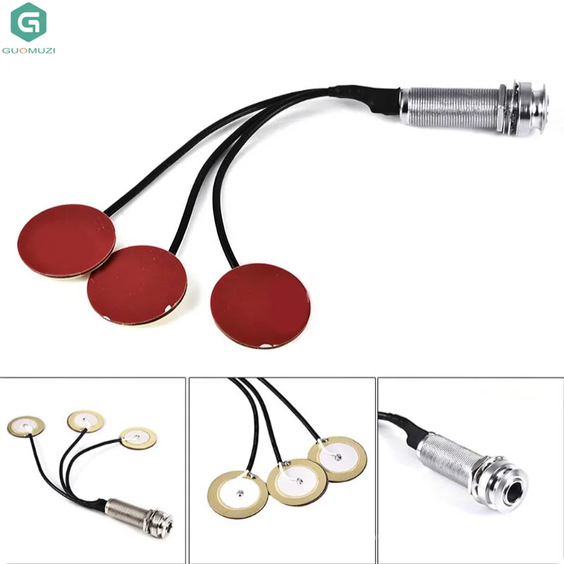 1PC Piezo Contact Microphone Pickup Transducer Self Adhesive Disc Contact Pickup With Audio Jack For Guitar Ukulele Instrument