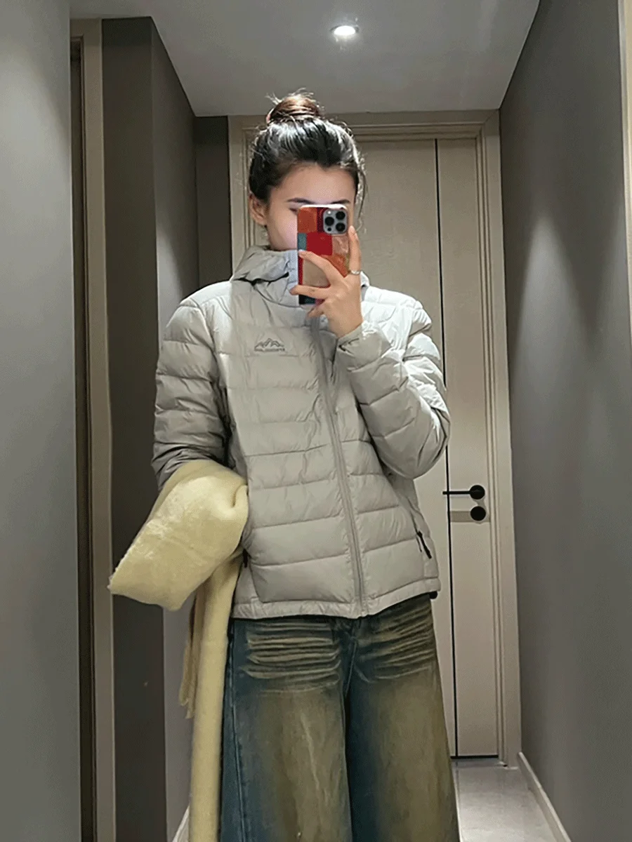 

Зимняя легкая свободная куртка-пуховик LYHOOC с капюшоном, повседневная, теплая, на молнии, однотонная, удлиненная