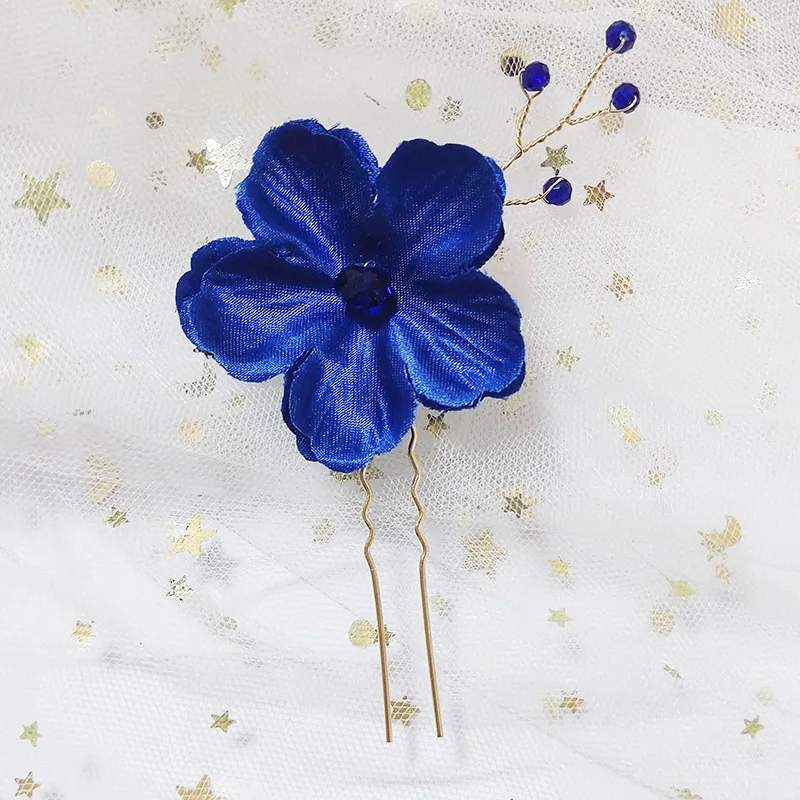 

Жемчужные заколки для волос для женщин, простые украшения для волос для девочек, синяя цветочная тиара, свадебные украшения для волос, аксессуары для невесты