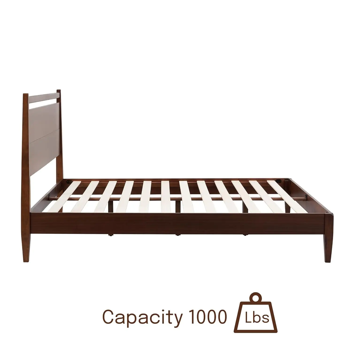 Wooden Bed Frame with Headboard, Walnut & Rubber Wood Silent Slats, 1000 Lb Capacity, Easy Assembly, King, Customized image 5