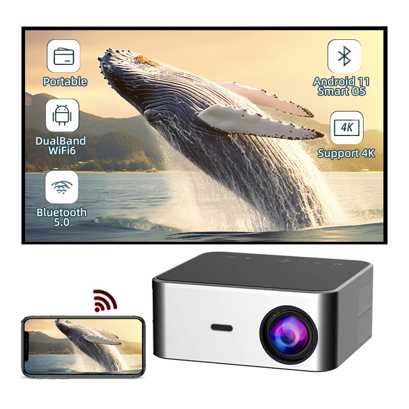 Portable Projector Business Education Home Video Projector Multimedia Mobile Wireless BT Movie Camping LCD Smart Projector