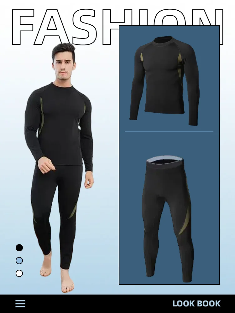 New men's outdoor sports warm underwear set, men's autumn clothes, autumn pants, plush set, men's clothing