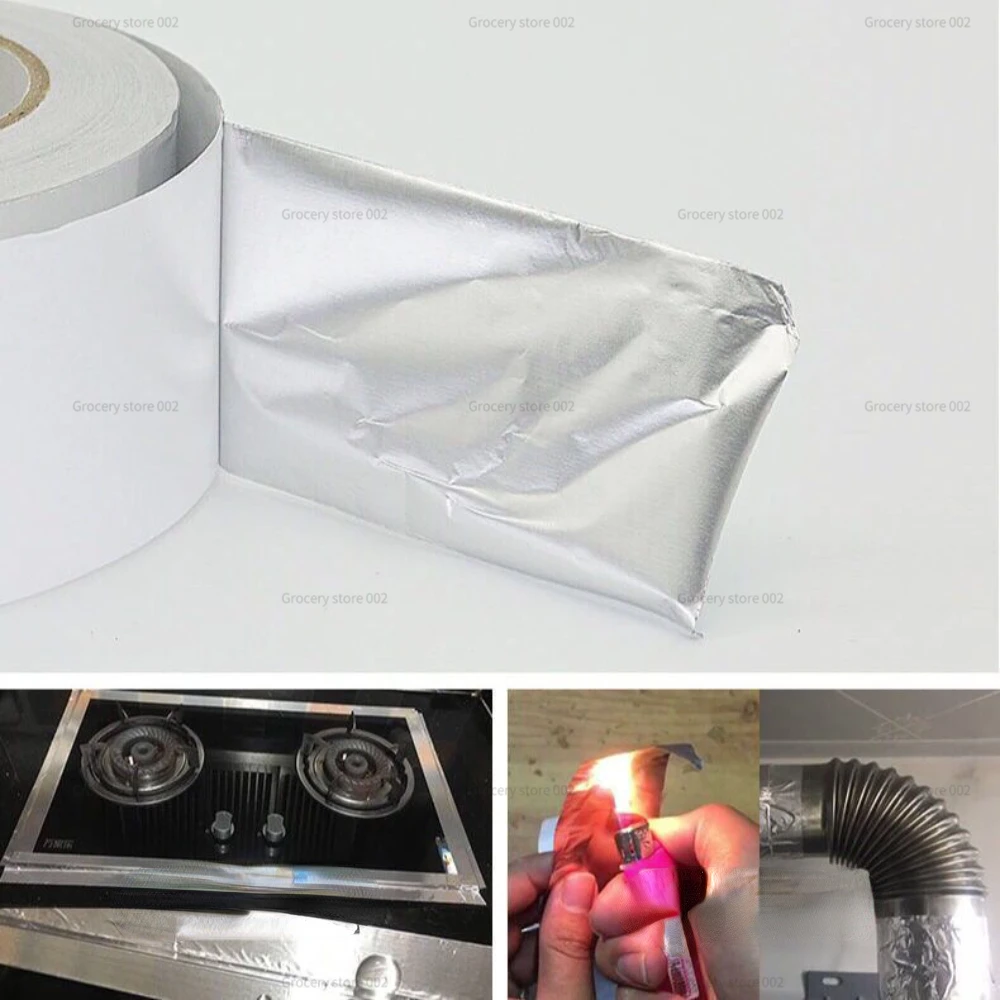 0.06MM/0.1mm Thickened Flame Retardant Aluminum Foil Tape High Temperature Sealed Waterproof Cooktop, Exhaust Pipe Tin Foil G554 4
