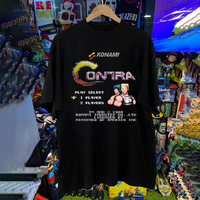8BIT style FC Contra era retro game short-sleeved T-shirt hand-painted pixel printing pure cotton men's T-shirt high street cool