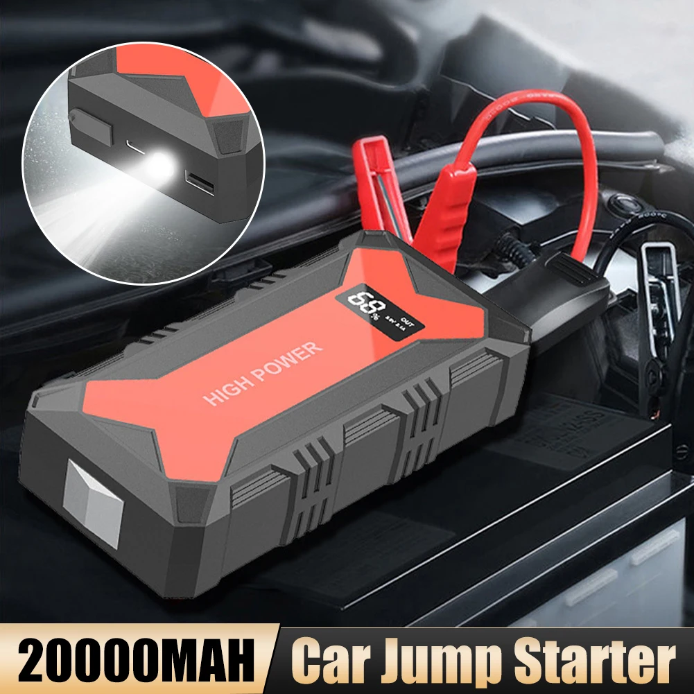 

20000mAh 1600A Автомобильный аккумулятор Jump Starter Портативный внешний аккумулятор USB Быстрое зарядное устройство Светодиодный фонарик Аварийный усилитель Автомобильные аксессуары