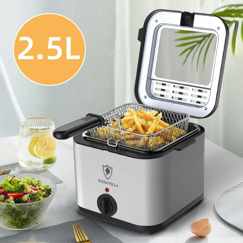 2.5L Electric Fryer,1000W Frying Machine,Home KitchenFried Chicken And French Fries,Single Cylinder Skewer Machine