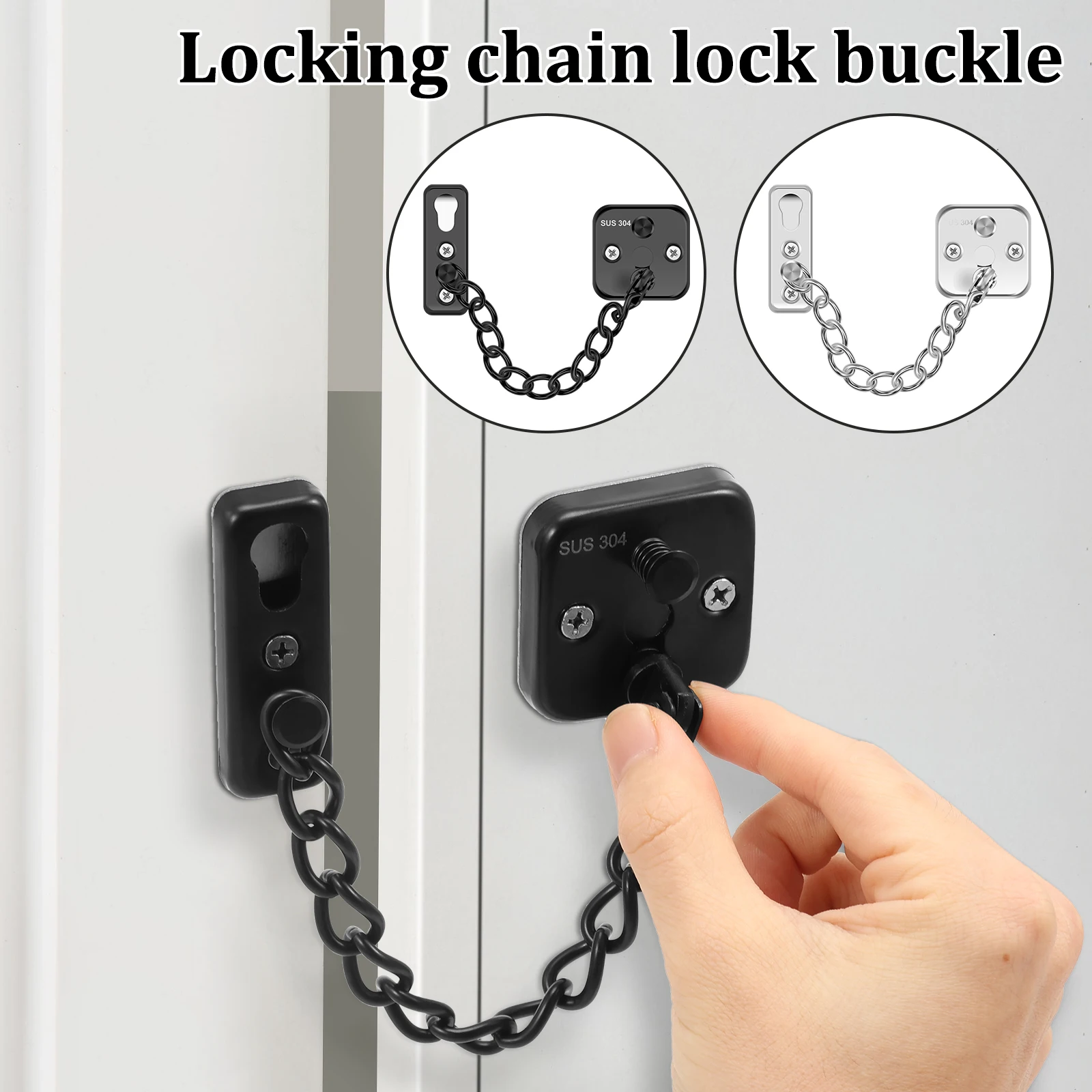 

Дверной замок-цепочка из нержавеющей стали, защитная цепь с регулируемым кольцом, противоугонный пресс-замок, сверхмощная домашняя дверная защелка