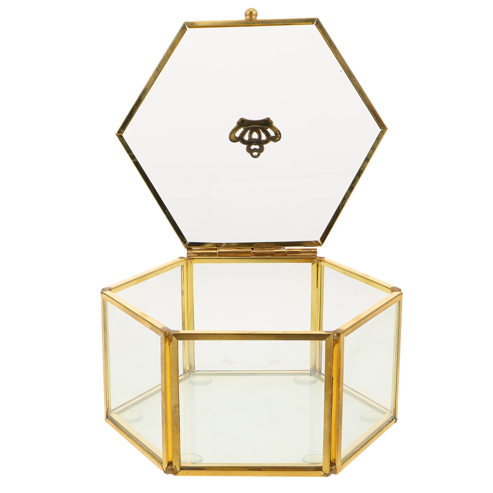 

Glass Jewelry Display Box Copper Reinforced Clear Lid Organizer Jewelry Storage Box for Keepsakes Jewellery Case