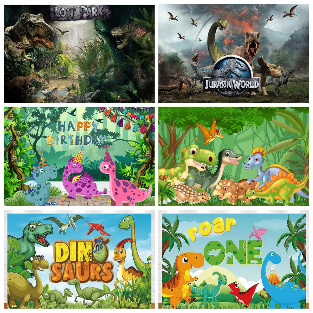 Dinosaur Birthday Backdrop Jurassic Dino Theme Happy Birthday Banner Jungle Birthday Party Backgrounds Boys Birthday