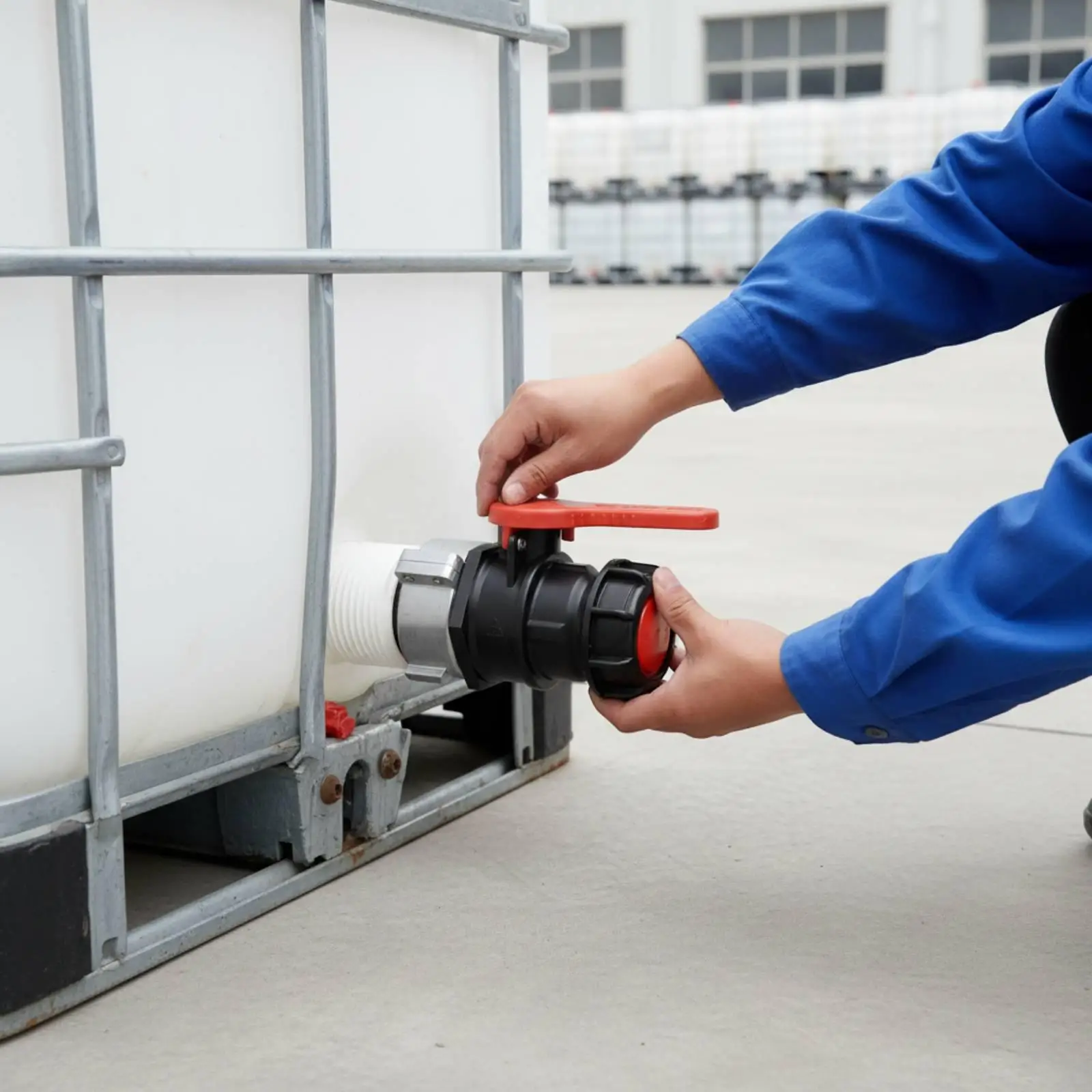 Plastic Aluminum Ball Valve for IBC Tote Tank 62mm 75mm Side Mount Lever for Fluid Dispensing