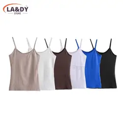 2024 New Women's Fashion Elastic Slim Fit T-Shirt Vest Female Thin Strap Casual Chic Top