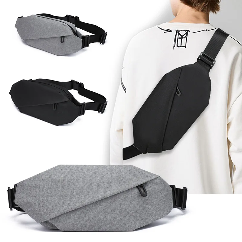 Large capacity casual simple shoulder bag,men solid color mobile waist bag,lightweight sports outdoor fashion texture chest bag