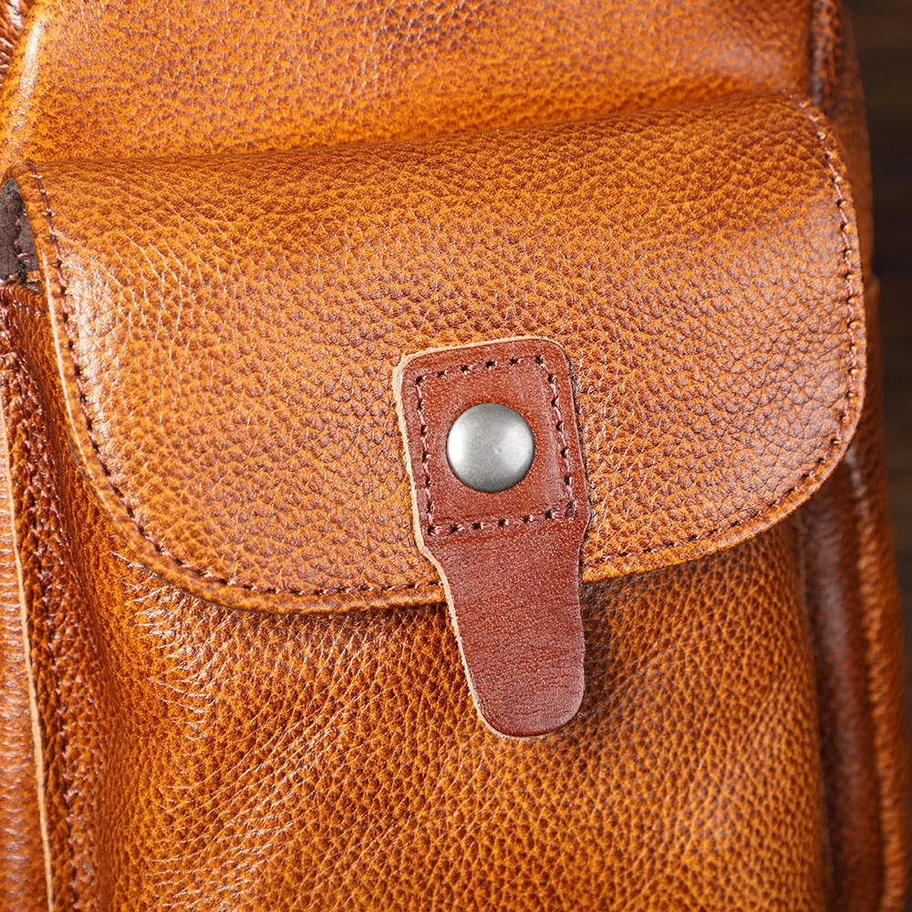 S.WORKER Handgefertigte Herren-Brusttasche aus Vollnarbenleder, Modische Umhängetasche für Telefon und Schlüssel – Detail 12