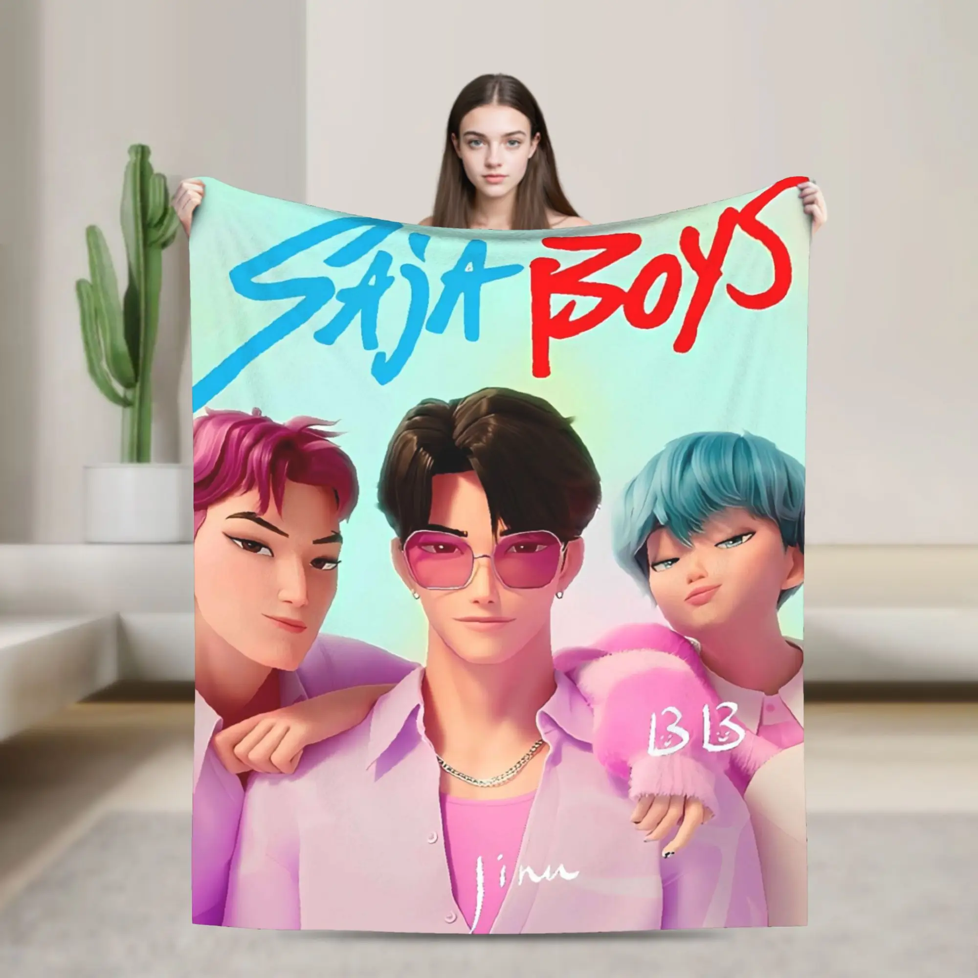 ساجا بنين فريق ريترو ستايل 80s بطانية دافئة لينة الجدة أفخم الفراش يلقي لغرفة النوم السفر الفانيلا المفرش غطاء السرير