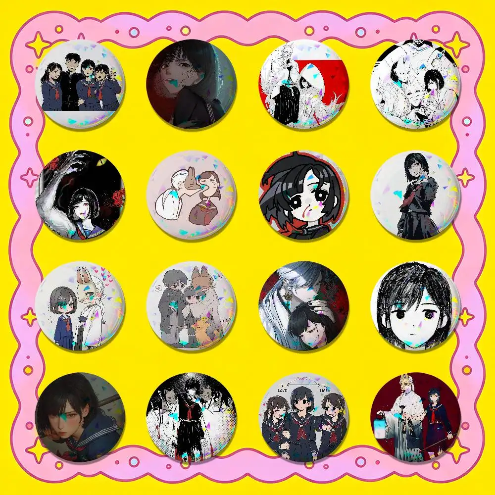 For SILENT HILL F Hinako Shimizu Fox Mask Badge Cover Custom Pin Insignia Emblem Round Button 58mm 44mm Laser Film