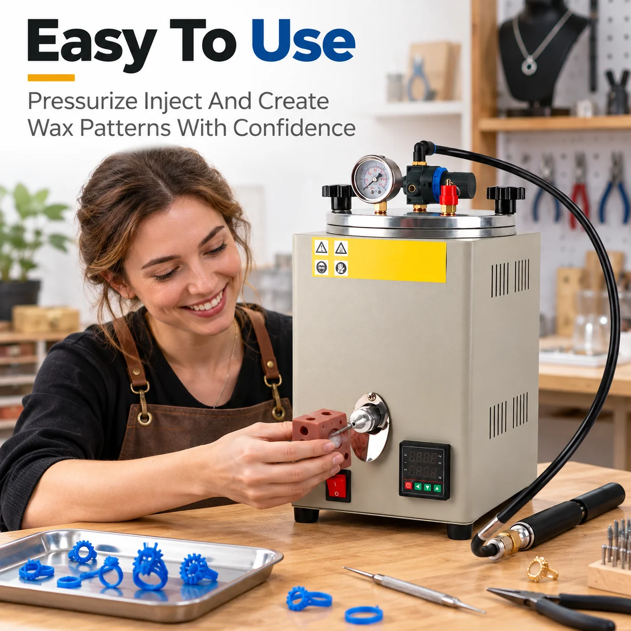 AOLIVIYA Digital Jewelry Wax Injection Machine 220V Air Pressure Wax Injector For Lost Wax Casting Rubber Mold Jewelry Making