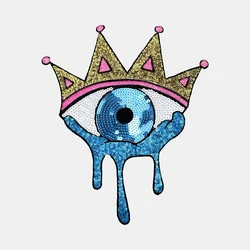 1 Piece 22*27 cm Sequined Eye Patch Fashion Shining Iron on Patch for Clothing DIY Decoration Accessories Back Adhesive