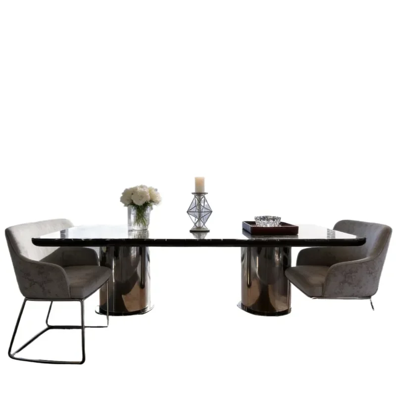 Italian Minimalist Rectangular Dining Table Large Flat Floor Villa Double Cylinder Big Size Dining Table for Home