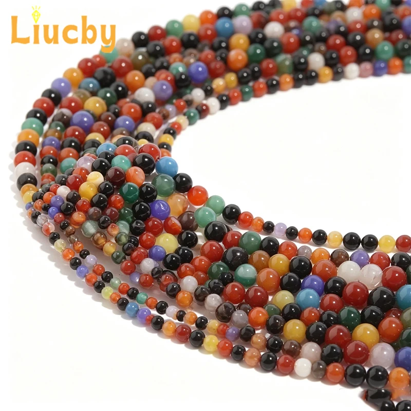 Natürliche Regenbogen-Achat-Rundperlen für die Schmuckherstellung, DIY-Armbänder, Halsketten, 4mm, 6mm, 8mm, 10mm, 12mm, 15-Zoll-Stränge – Detail 7