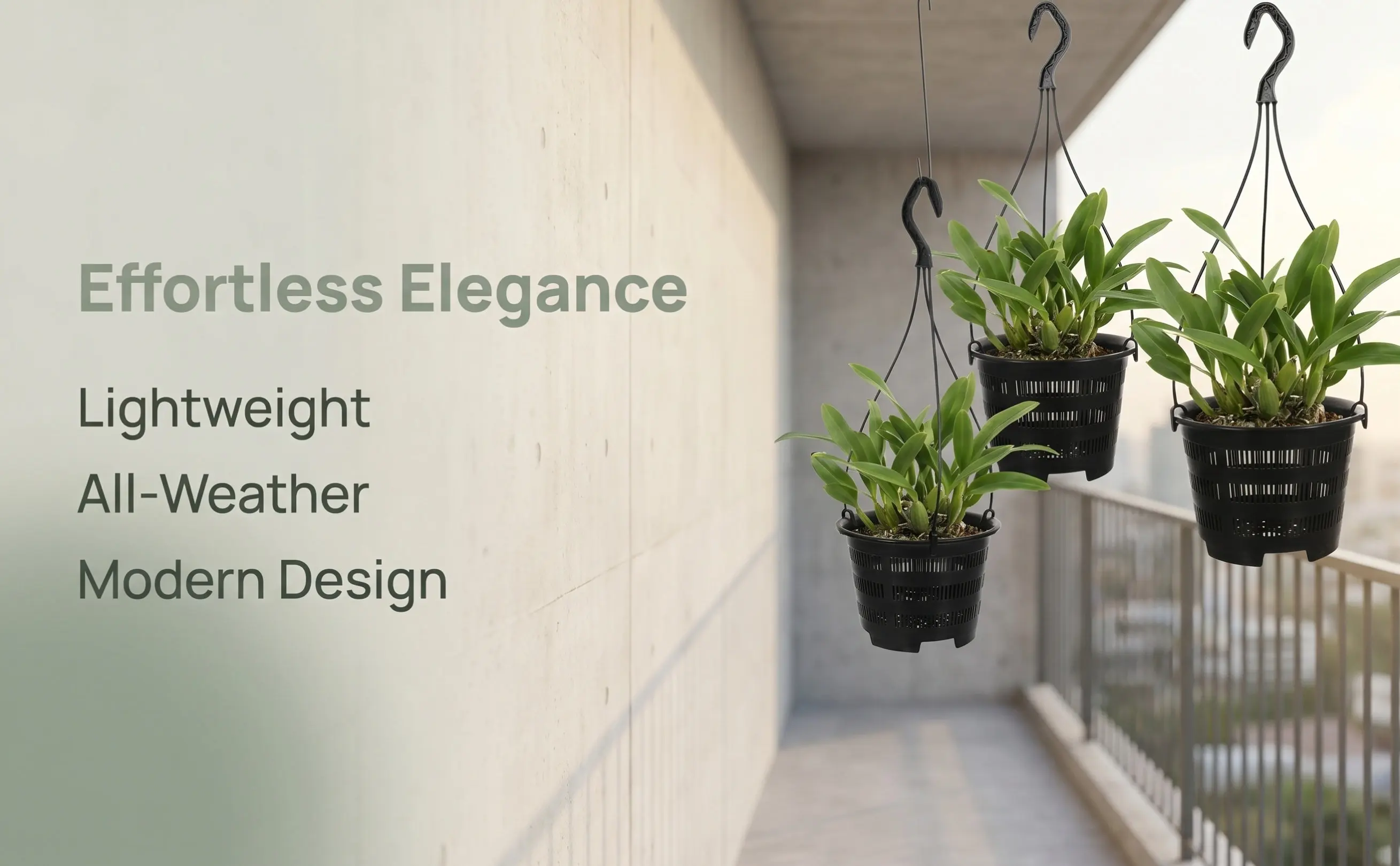 5Sets Plastic Hanging Flowerpot for Succulents and Orchids Elegant Modern Design Space Saving Indoor Outdoor Balcony Garden