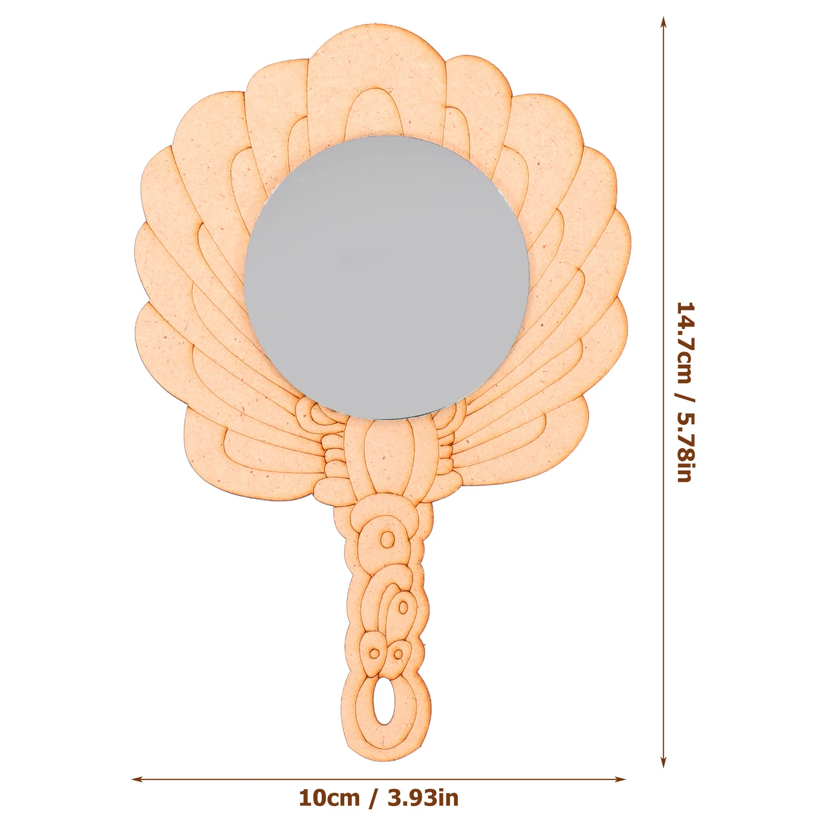 2 pçs de madeira diy espelho sem pintura crianças portátil pintura à mão criativo artesanato fornecimento educacional espelho artesanato fornecimento