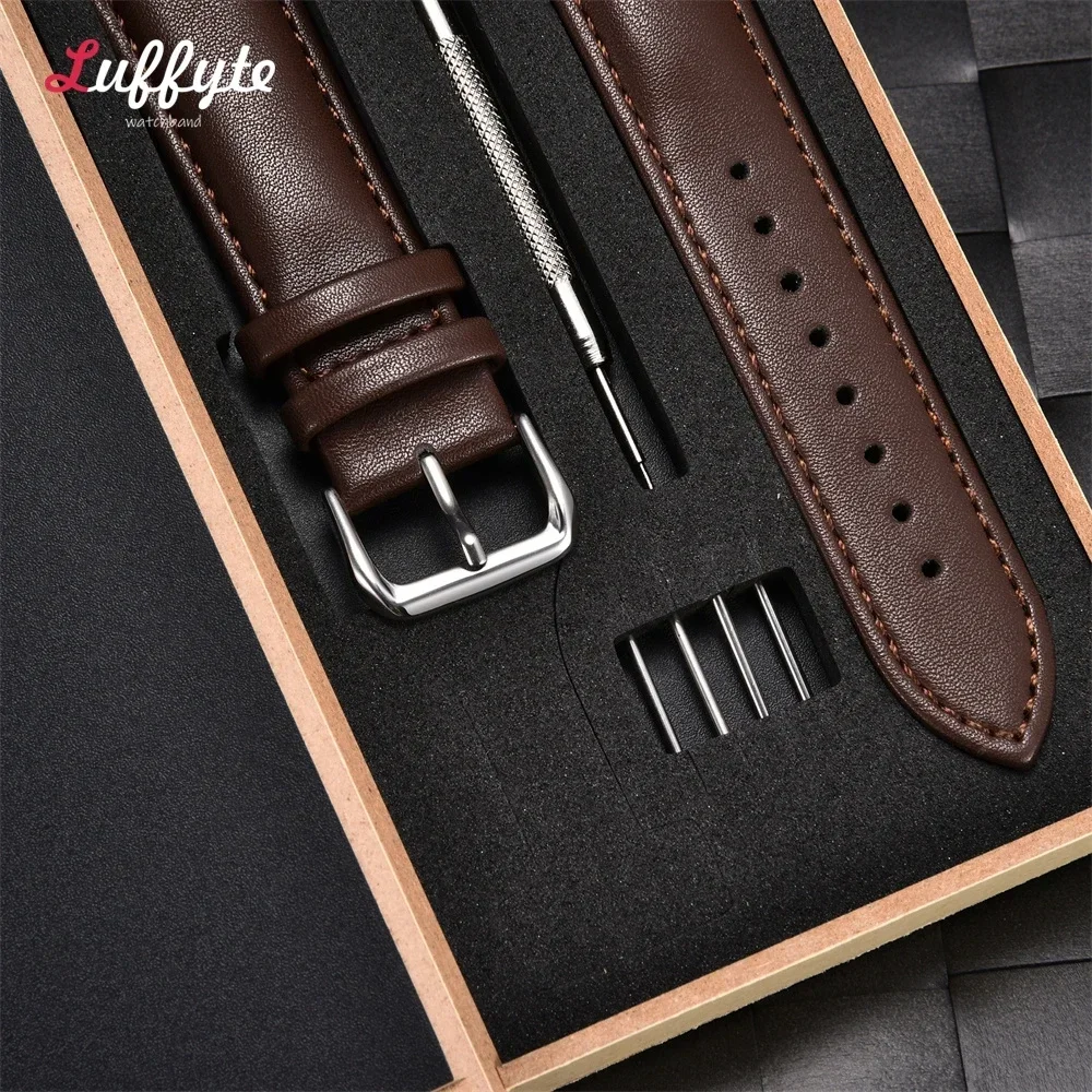 Business Soft Men\'s Wrist Straps 18mm 20mm 22mm 24mm Casual  with Gift Packing Box Watchbands Watch Accessories