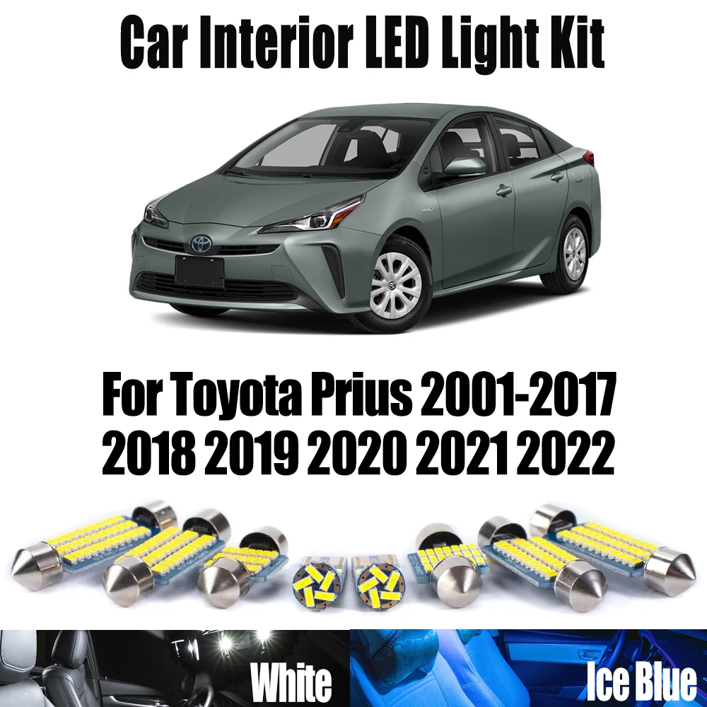 For Toyota Prius 2001- 2018 2019 2020 2021 2022 Number Plate Bulbs LED Interior Dome Map Trunk Light Kit Canbus Car Accessories