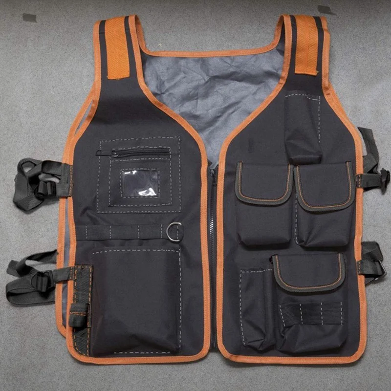 Safety Work Vest Tool Vest Maintenance Multi-Pocket Vest Oxford Cloth Work Vest With Multi-Pockets Tool Holders