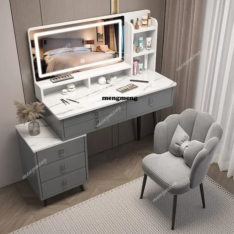 M138 Luxury Vanity Makeup  Dressing Table Makeup Vanity with Lights 5 Drawers and Cabinets Dressing Table Set with Large Mirror
