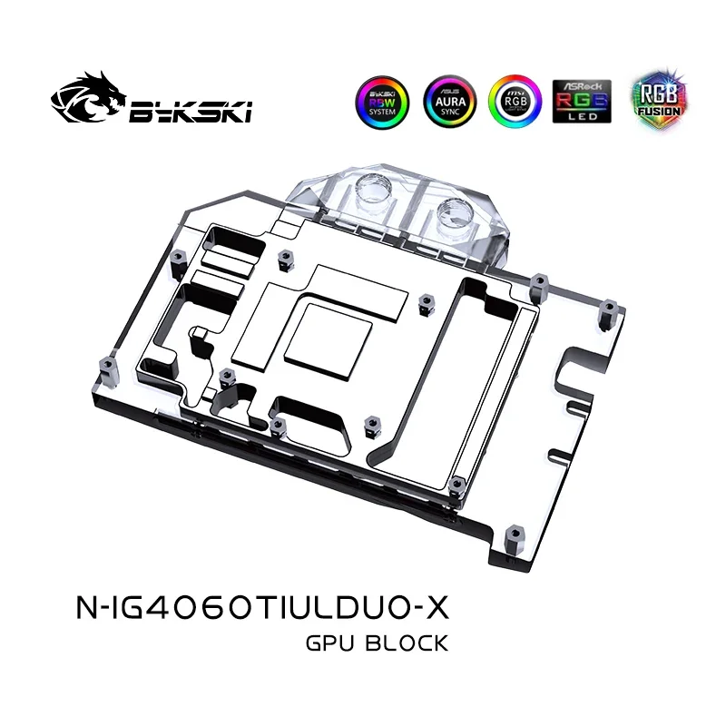 Bykski N-IG4060TIULDUO-X 4060Ti Waterblock Radiatore per colorato RTX4060Ti Ultra OC GPU Water Cooler ARGB 5V SYNC + piastra posteriore