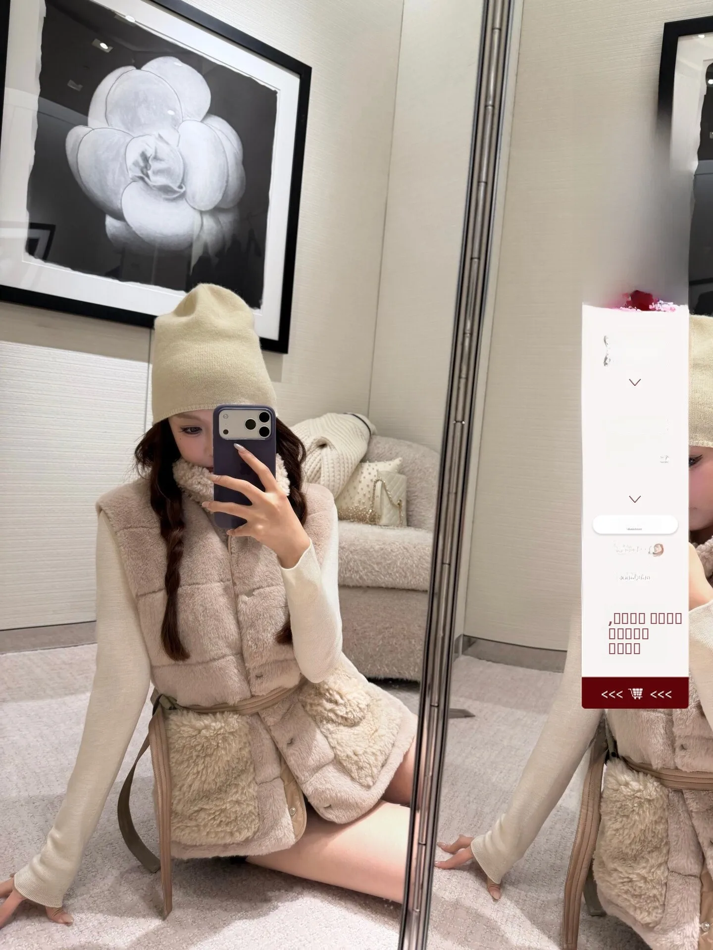 

ato Hero Khaki Stand Collar Plu down Vest Women's Lamb Fur Vest Warm Thi Long Sve Regular Length for Ladies