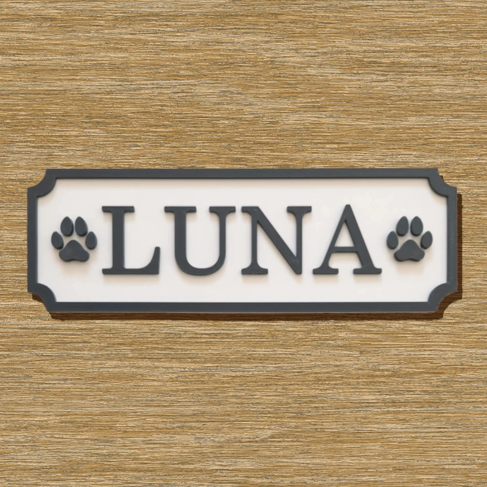 Customize a pet name plaque - A personalized plaque for a pet's name on a pet house, room, cage, dog bed or feeding area - Dog p