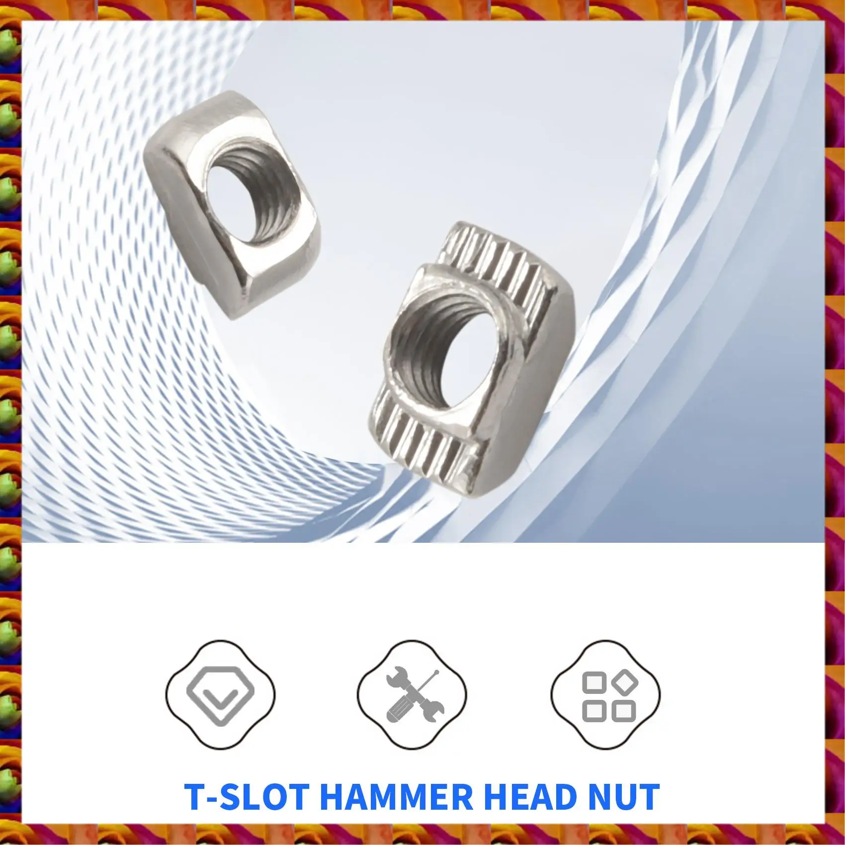 Aimee 50 قطعة M5 T-Slot المطرقة رئيس الجوز 2020 سلسلة الألومنيوم الشخصي فتحة البثق المعايير الأوروبية (M5 X 10X6 مللي متر)