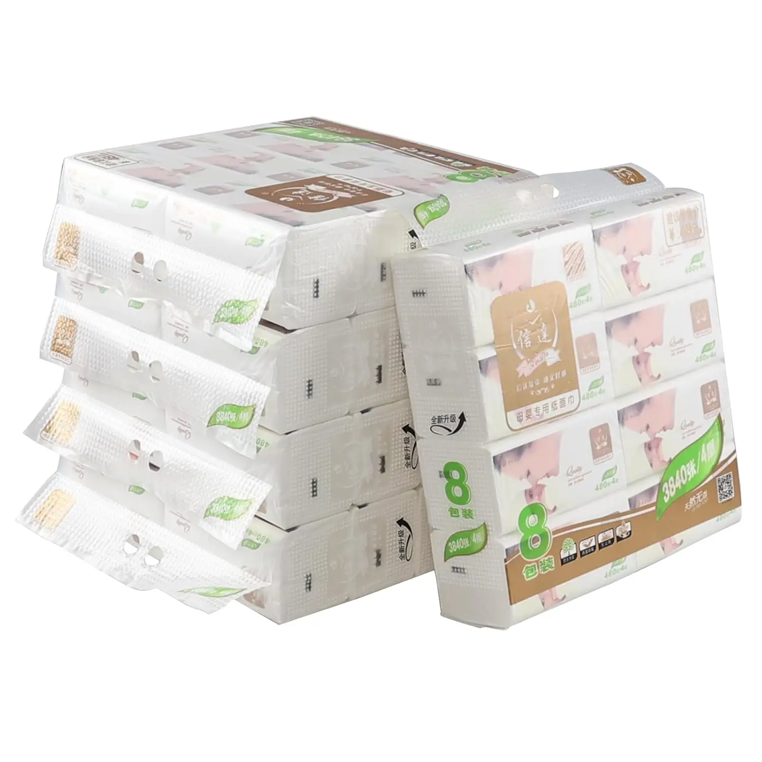 40 Packs White Facial Tissues, 4 P-ly, 480 Sheets/Pack, Disposable Facial Napkin, Pack of Bag