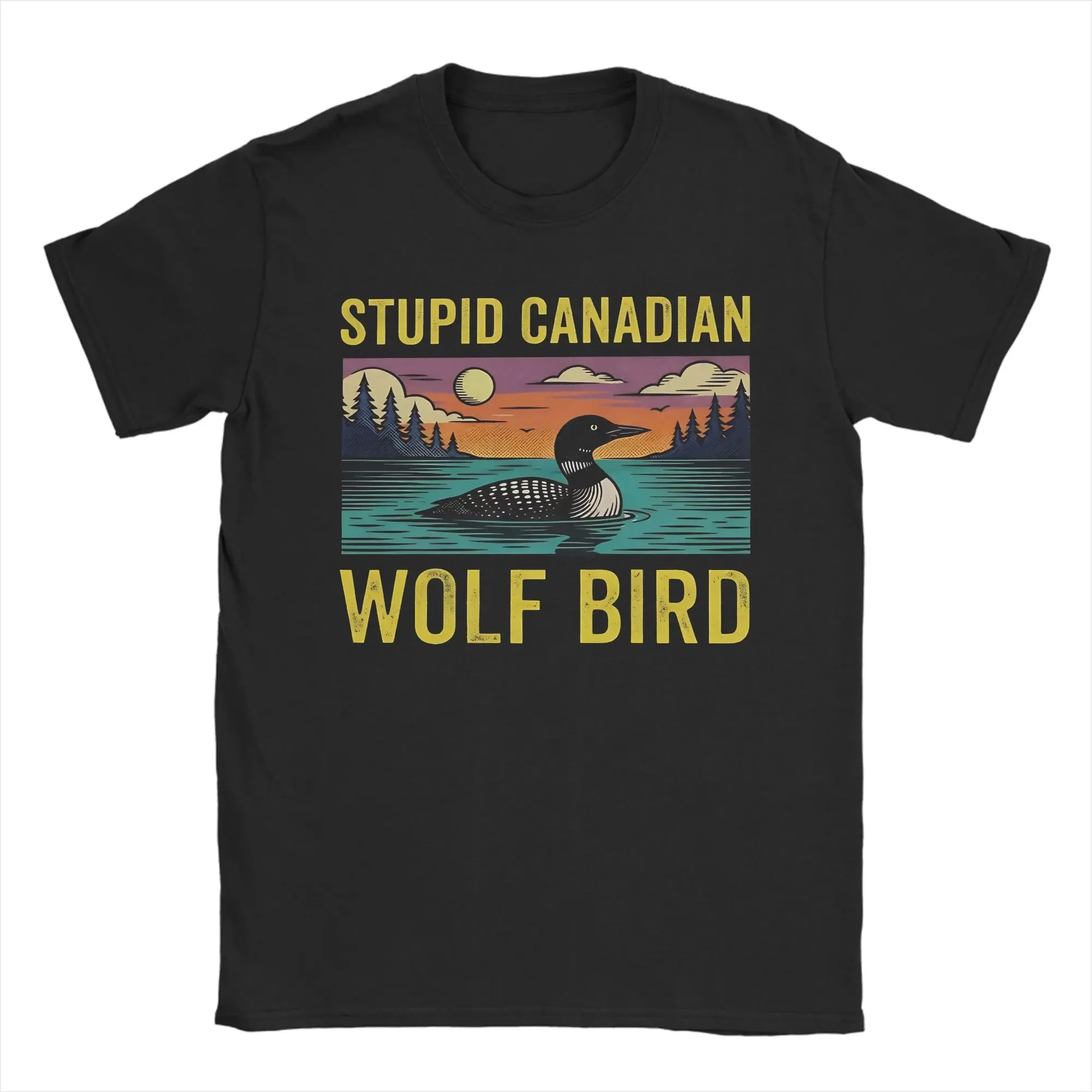 Stupid Canadian Wolf Bird Loon Lover Heated Rivalry T Shirt Summer Trending T-Shirts Men Cotton Oversized Short-Sleeve Tops