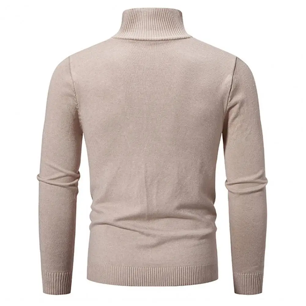 

Ribbed Cuff Sweater Base Layer Sweater Stylish Men's High Zipper Collar Sweater Slim Fit Warm Elastic Mid Length for Fall/winter