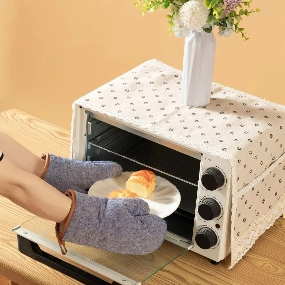 2 pcs Anti Scald Oven Gloves Heat-Resistant Non-slip Microwave Mitten Thickened Quilted Baking Oven Mitts Resistant Cooking