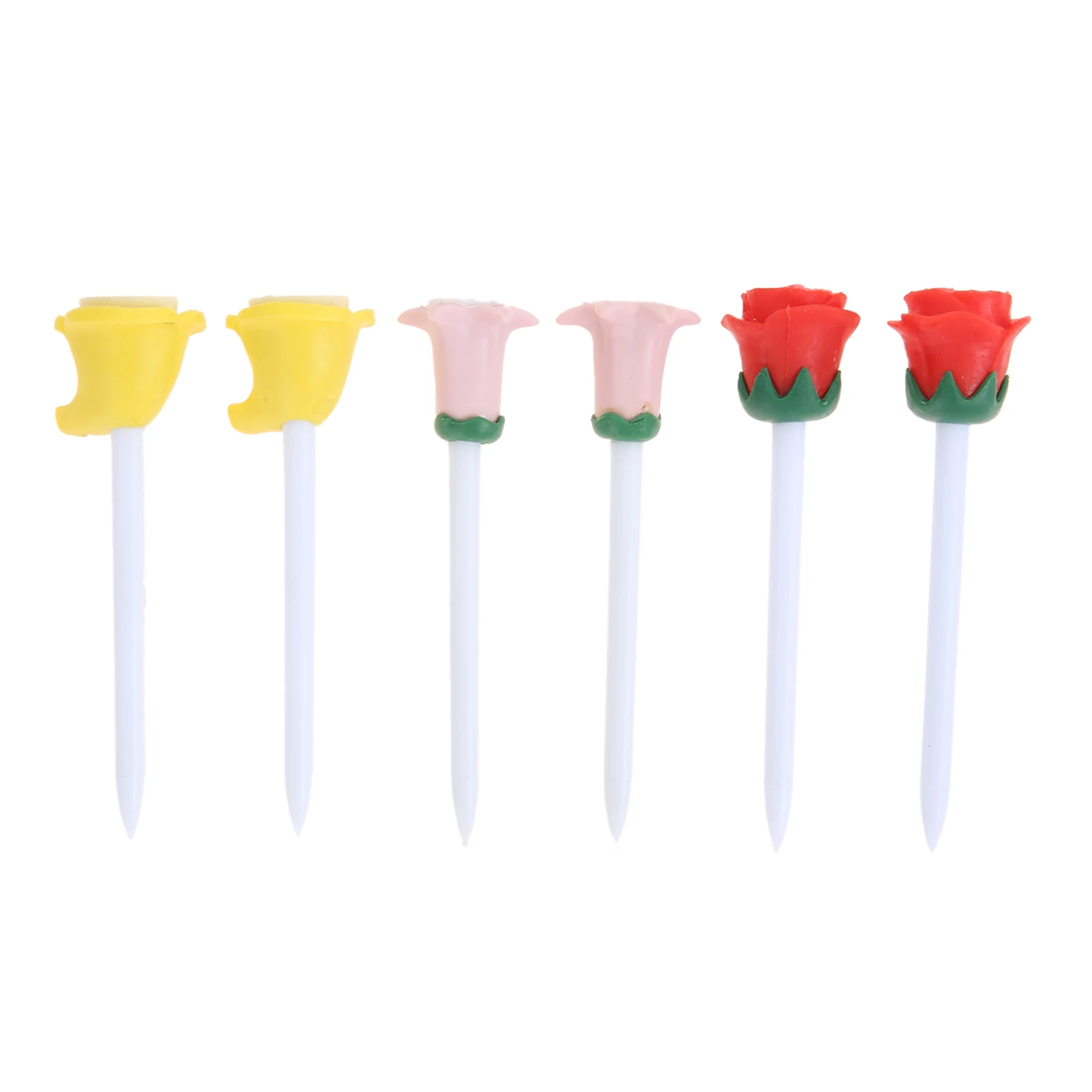 

6Pcs/Set Golf Tees Unique Shape Rose/Lily/Banana Plastic Rubber 83mm Excellent Stability Best Gift for Golfers Golf Accessories