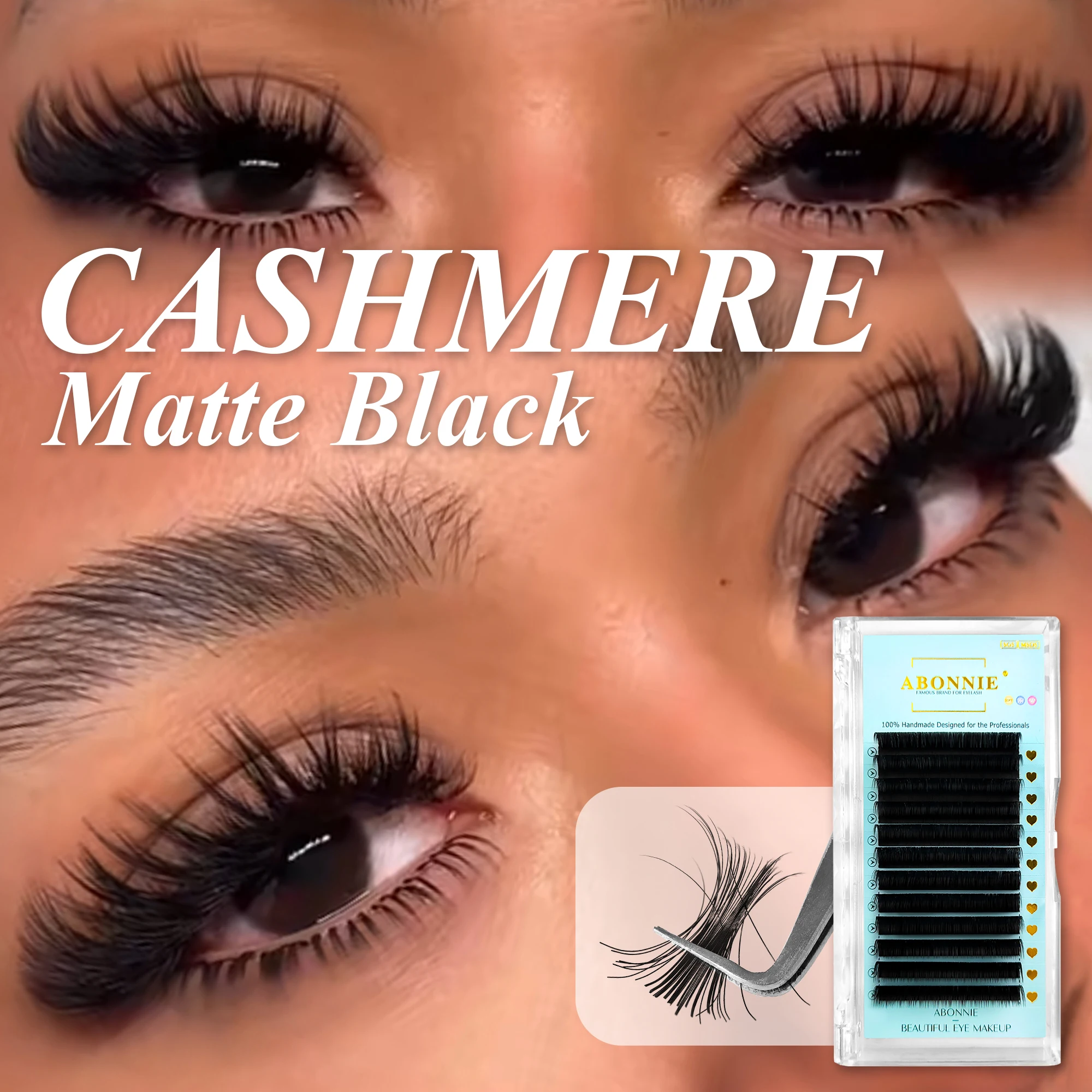 Abonnie Cashmere Lashes Classic Eyelash Extensions Russian Volume Matte Black Eyelashes