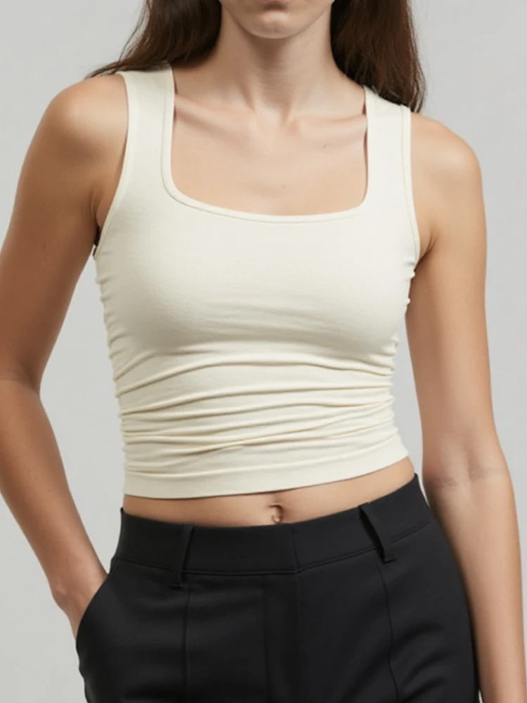 

OQQ женский топ на бретелях в рубчик с U-образным вырезом, летний базовый эластичный однотонный топ, сексуальный повседневный спортивный жилет без рукавов для йоги