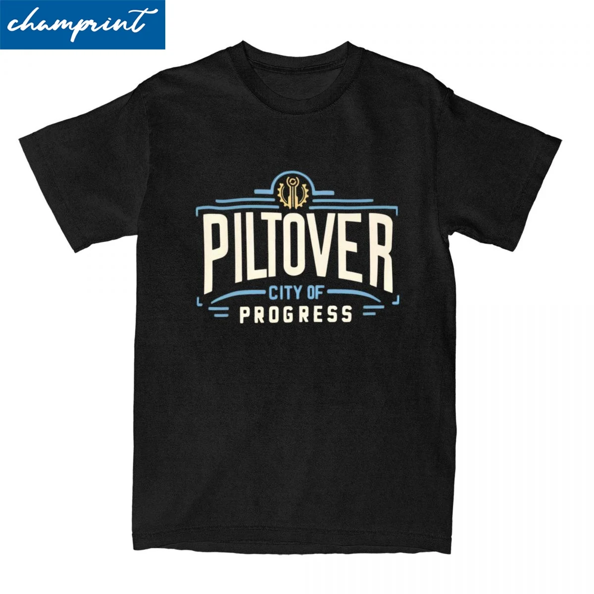 Piltover City Of Progress - Parody Tshirt Men's 100%Cotton Top Tee Funny Arcane  Crewneck Short Sleeve