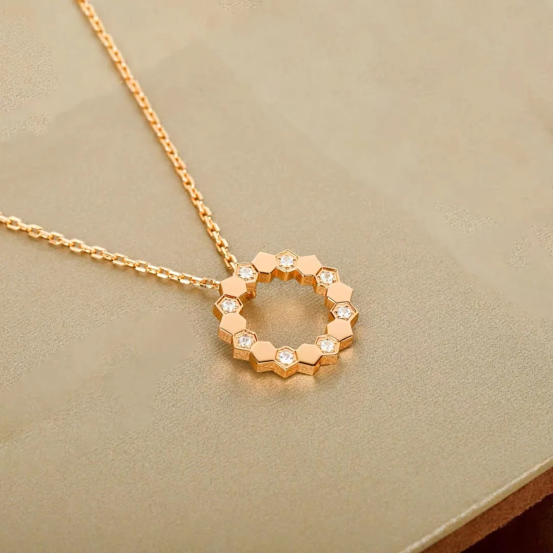 Small Size 925 Sterling Silver Honeycomb Pendant Necklace Pave 5A Zirconia Necklaces For Women Party Luxury Jewelry