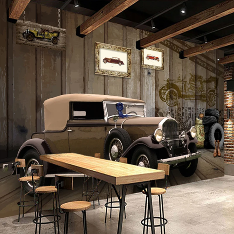 Custom Mural Wallpaper European Style Retro Car Photo Wall Painting Restaurant Cafe Bar Study Creative Home Decor Wall Paper 3 D