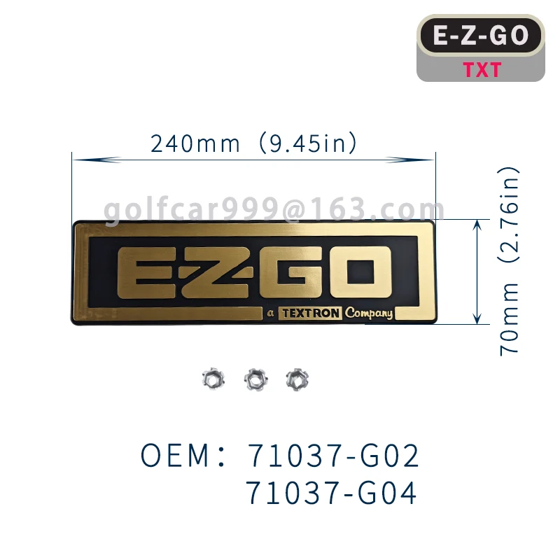 Emblem Front Name Plate For EZGO TXT 1989-2010 Golf Cart OEM#71037-G02 #71037-G04