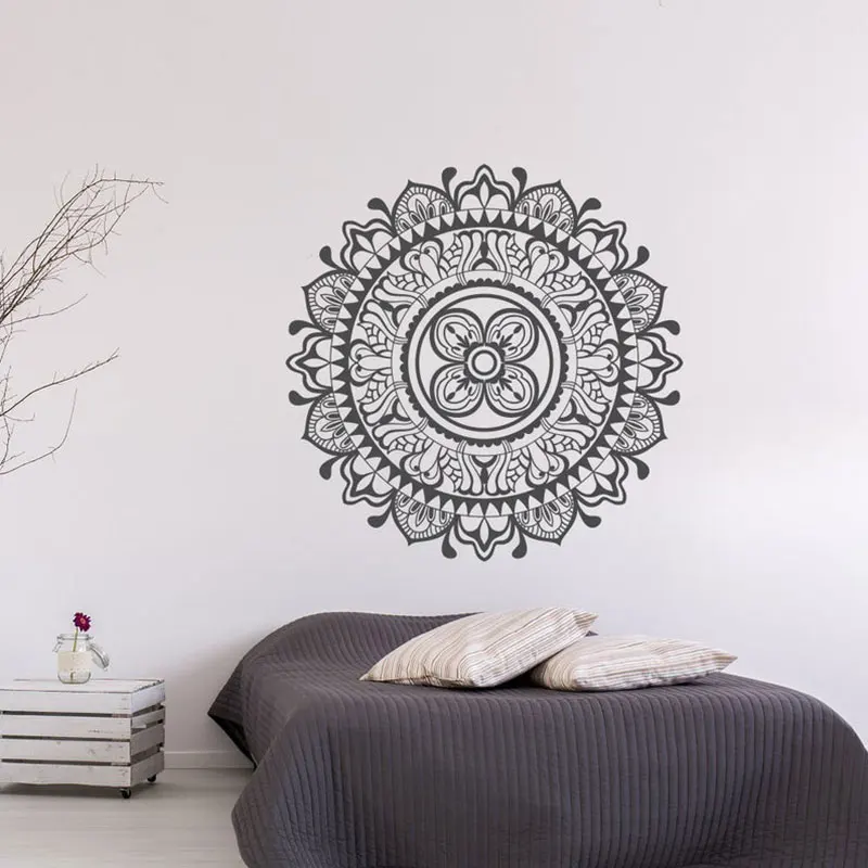 Boho Mandala Lotus Flower Wall Decal Circular Ethnic Pattern Vinyl Sticker Yoga Meditation Room Spa Bedroom Home Decoration 3A50