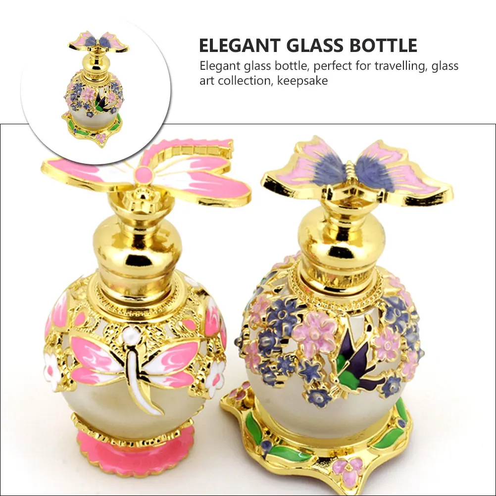 

Empty Glass Perfume Bottle 15ml Purple Butterfly Cap Durable Lightweight Travel Dropper Bottle for Essential Oil Lotion Toner