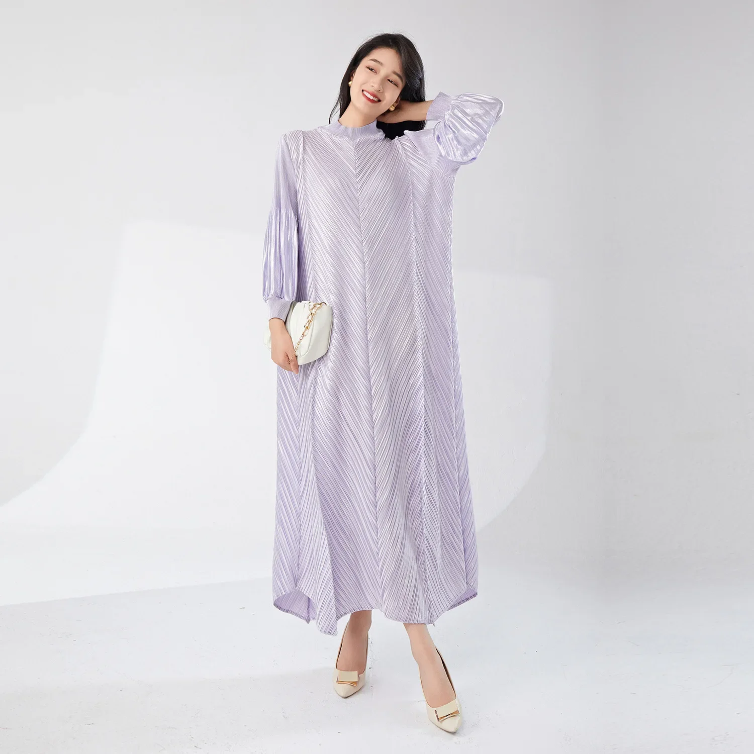 

Miyake Ladies New Dress 2024 New High-end Bronzing Loose Fashion Temperament Elegant Long Summer Dresses